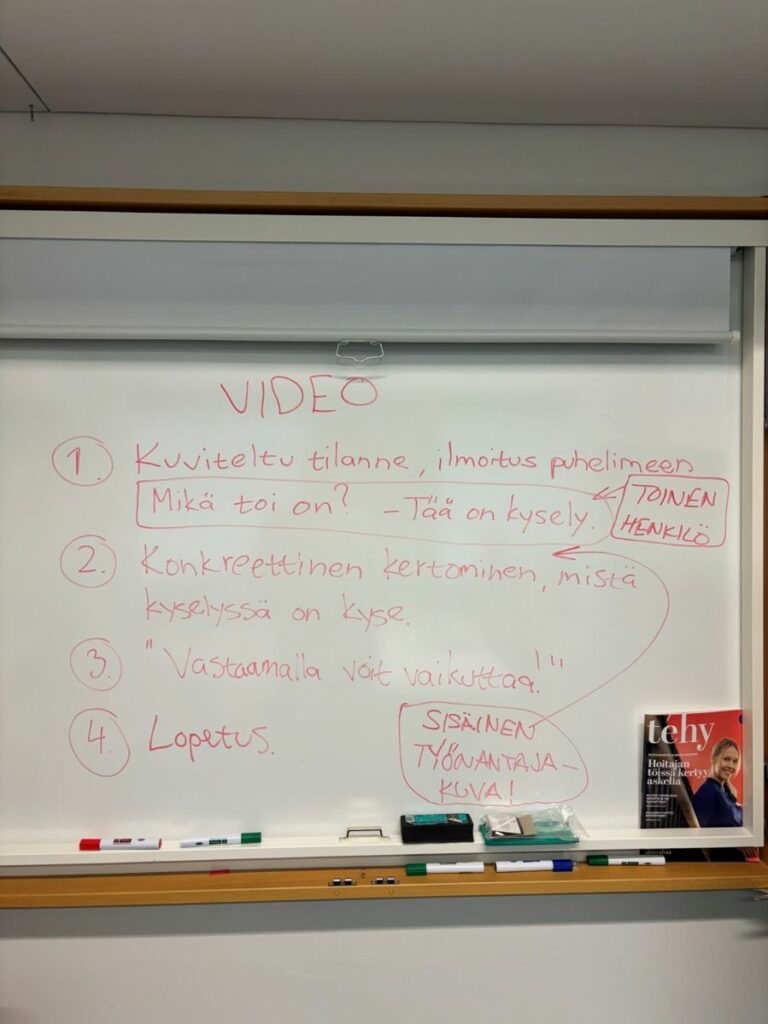 Kuva 4. Eckerö Linen henkilöstölle suunnatun informointivideon suunnittelua